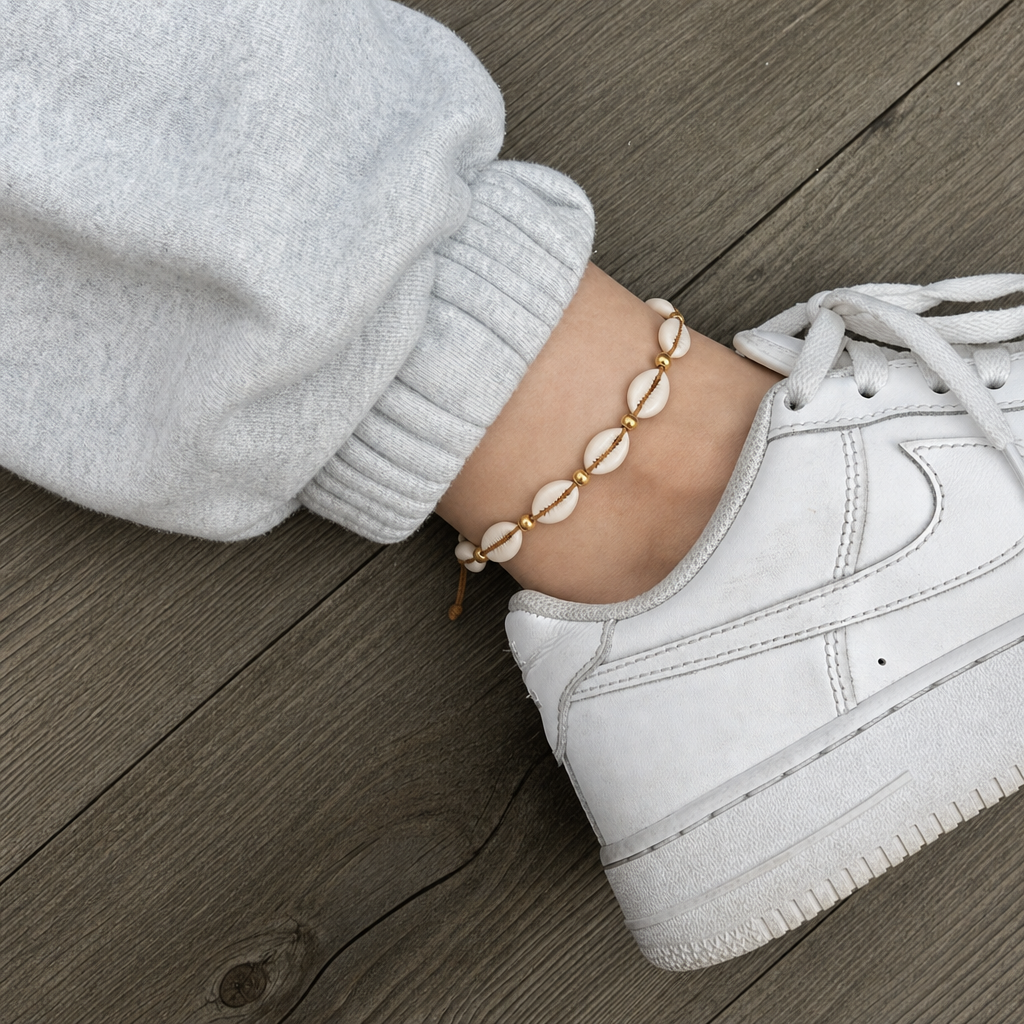 Céleste gold shell bead anklet – byjoler