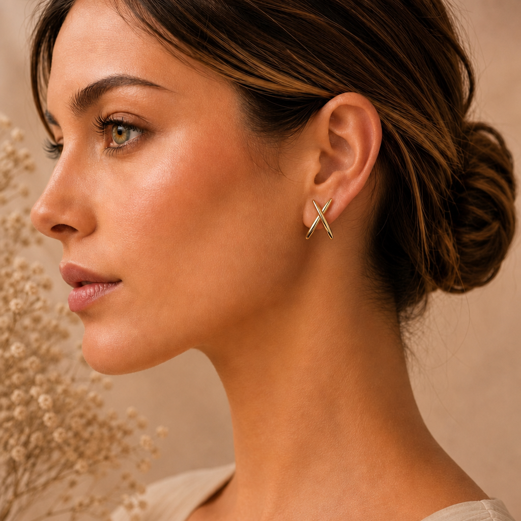 Cross stud earrings in gold and silver – byjoler