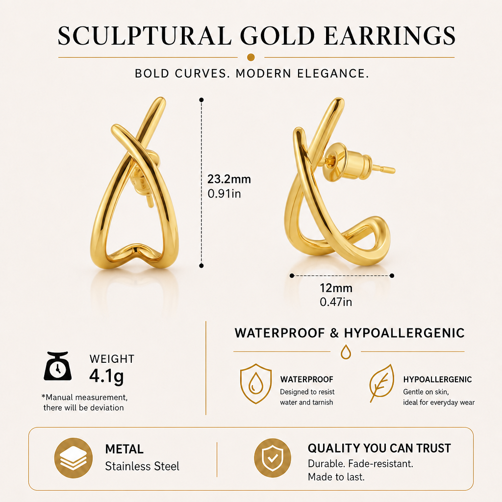 Cross stud earrings in gold and silver – byjoler