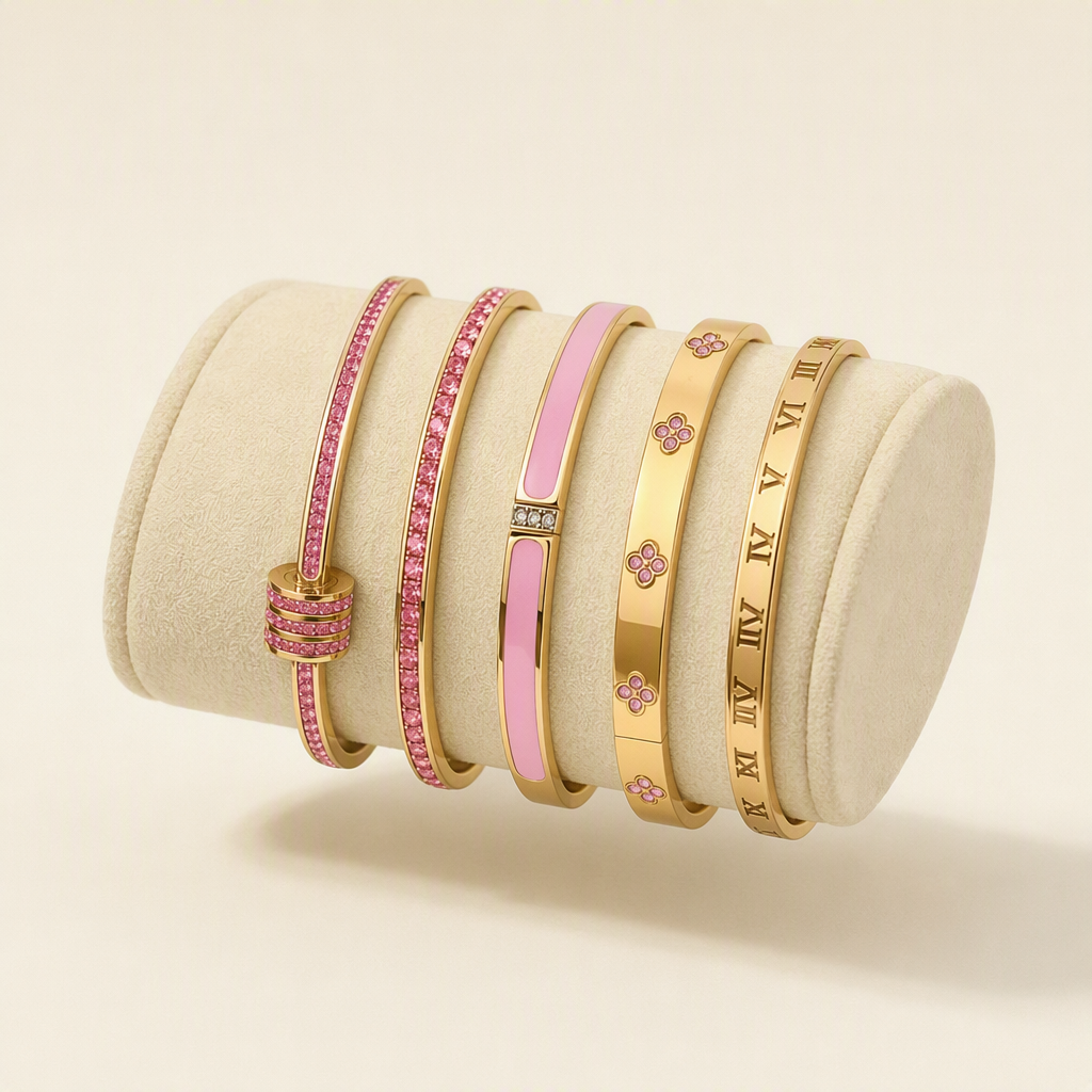 Yara zirconia stackable bangle set in stainless steel – byjoler