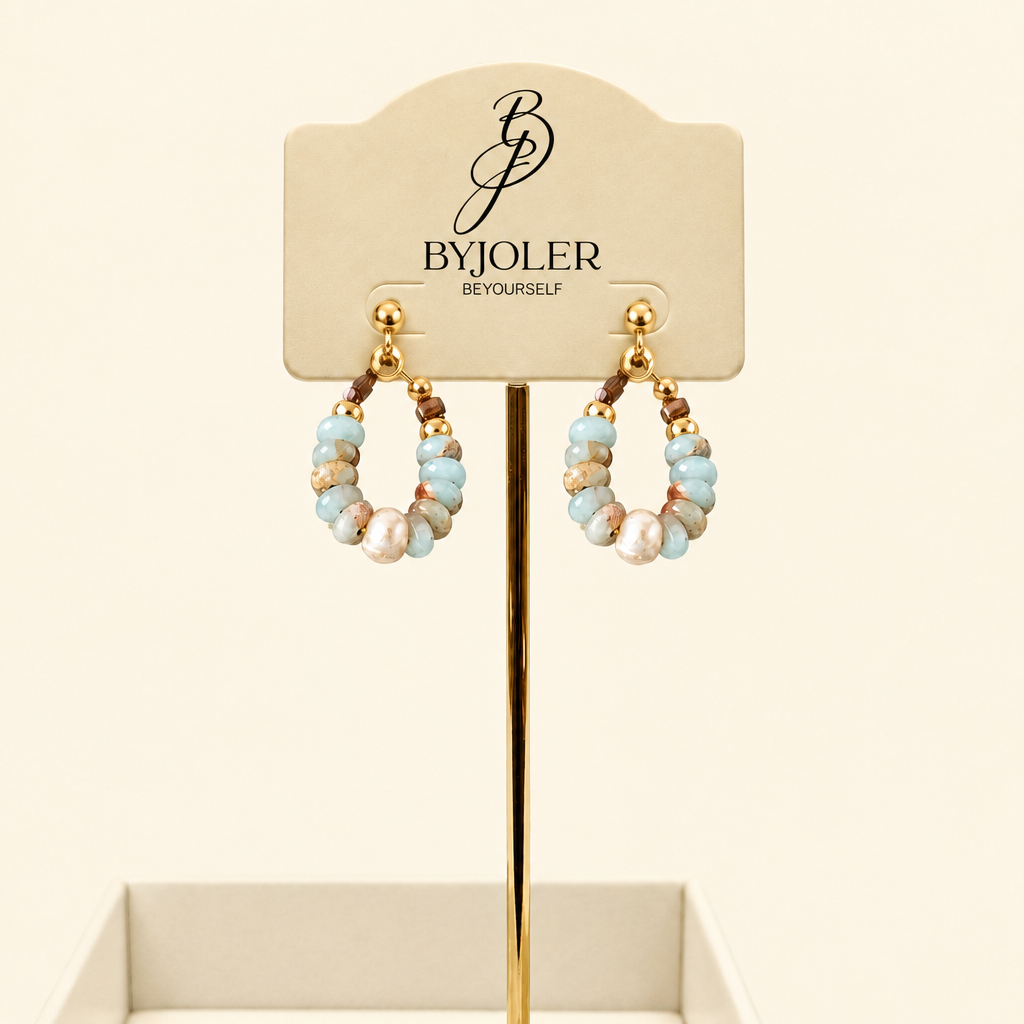Blue Lagoon natural stone and pearl drop earrings – byjoler