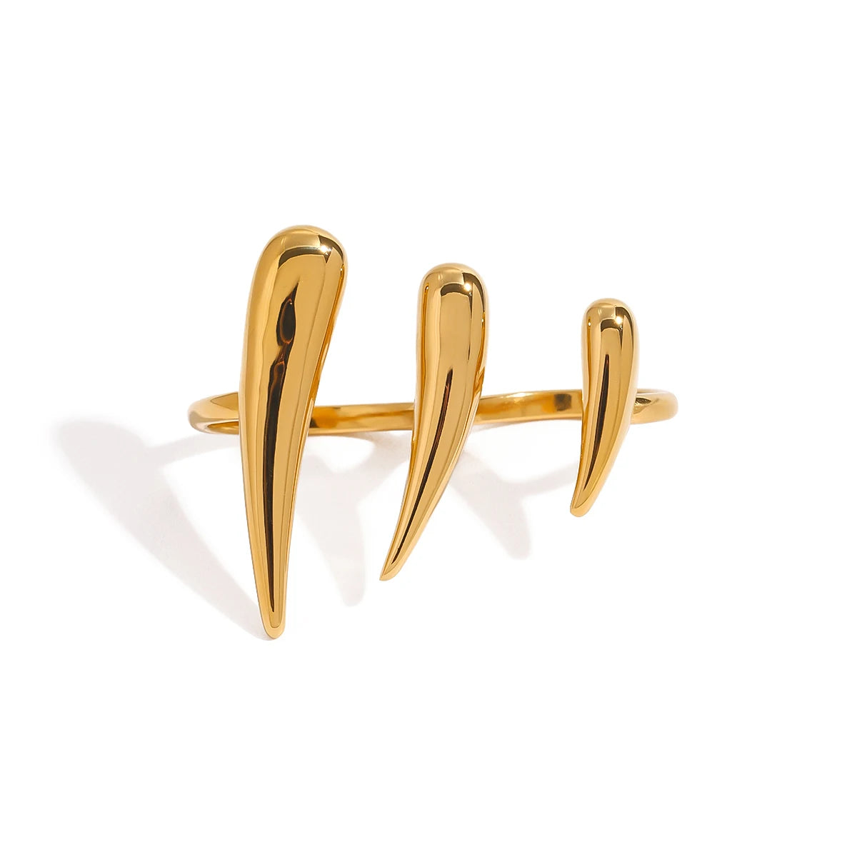 Uworld Minimalism 18k Gold-Plated Color Stainless Steel Exaggerated Claw Ring Stackable Lines Double Finger Ring Women's Jewelry