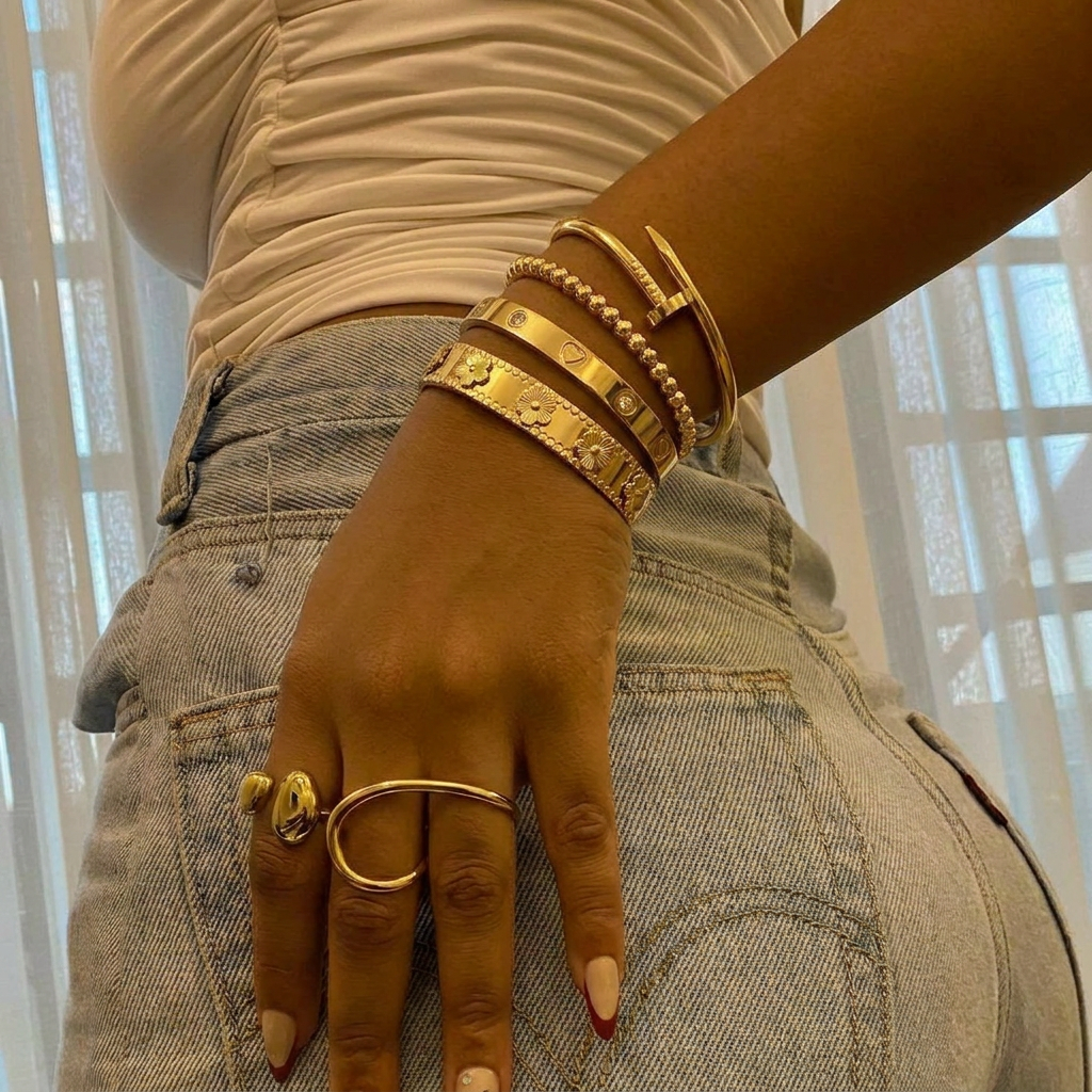 stainless steel bracelet plated with 18K gold bracelet