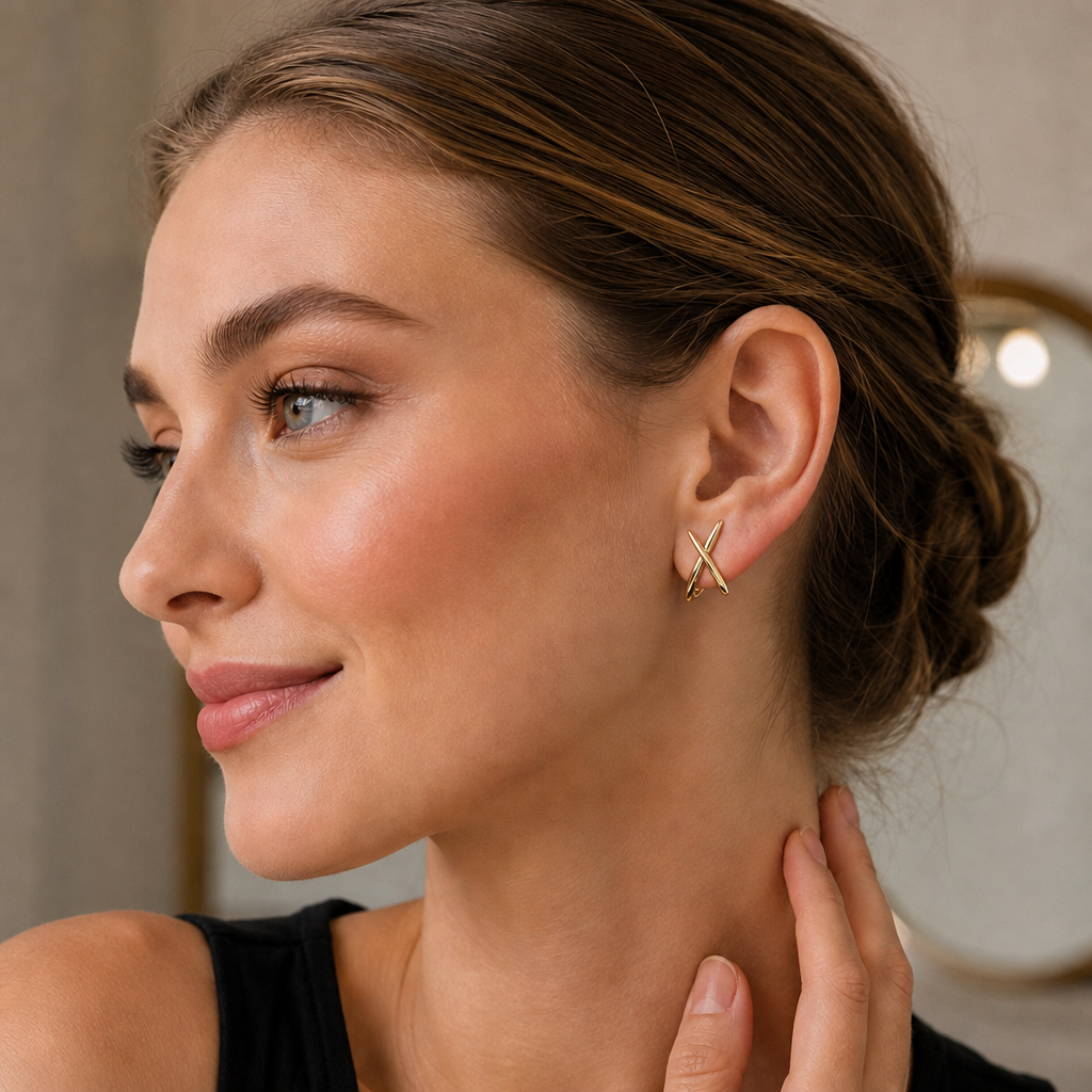 Cross stud earrings in gold and silver – byjoler