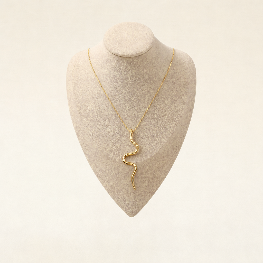 Gold snake pendant necklace on fine chain – byjoler