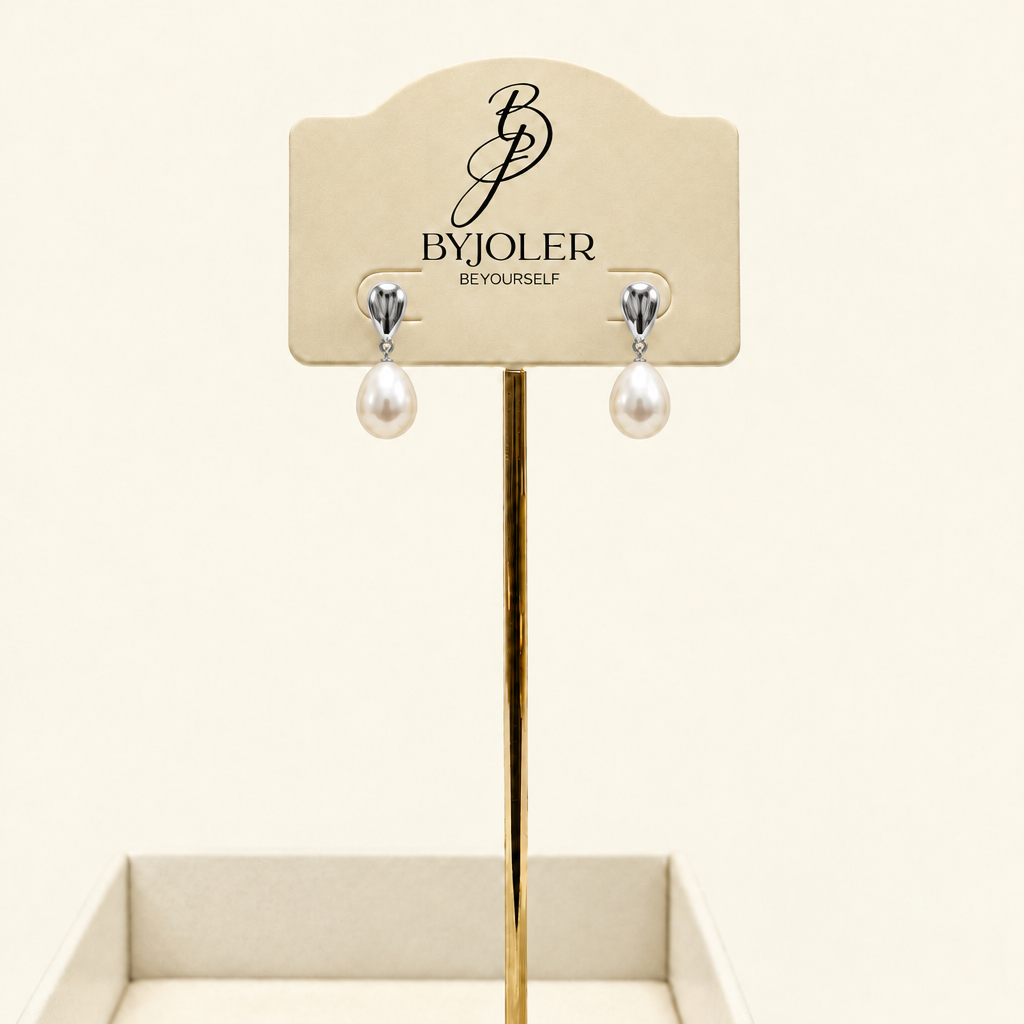 Hathor pearl drop earrings with gold flower stud – byjoler