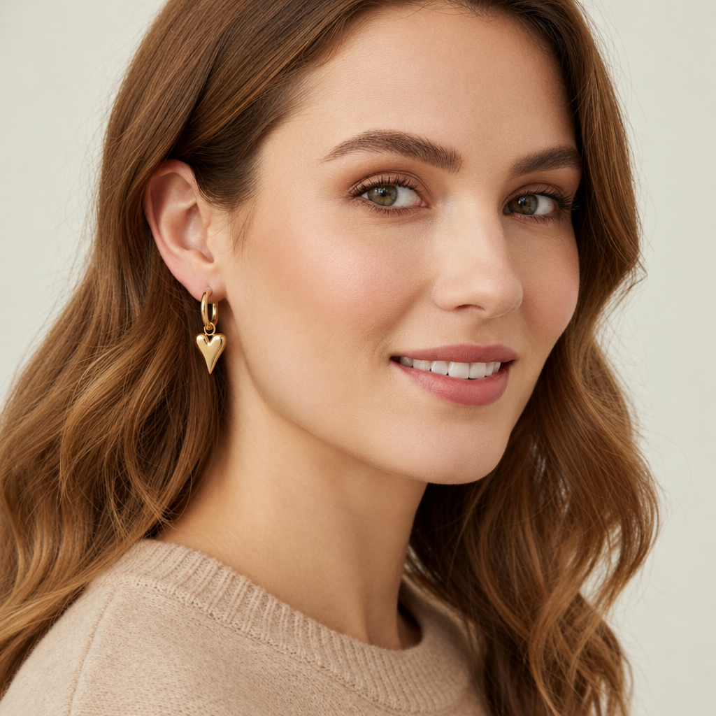 Merytaten mini hoop earrings with heart charm – byjoler