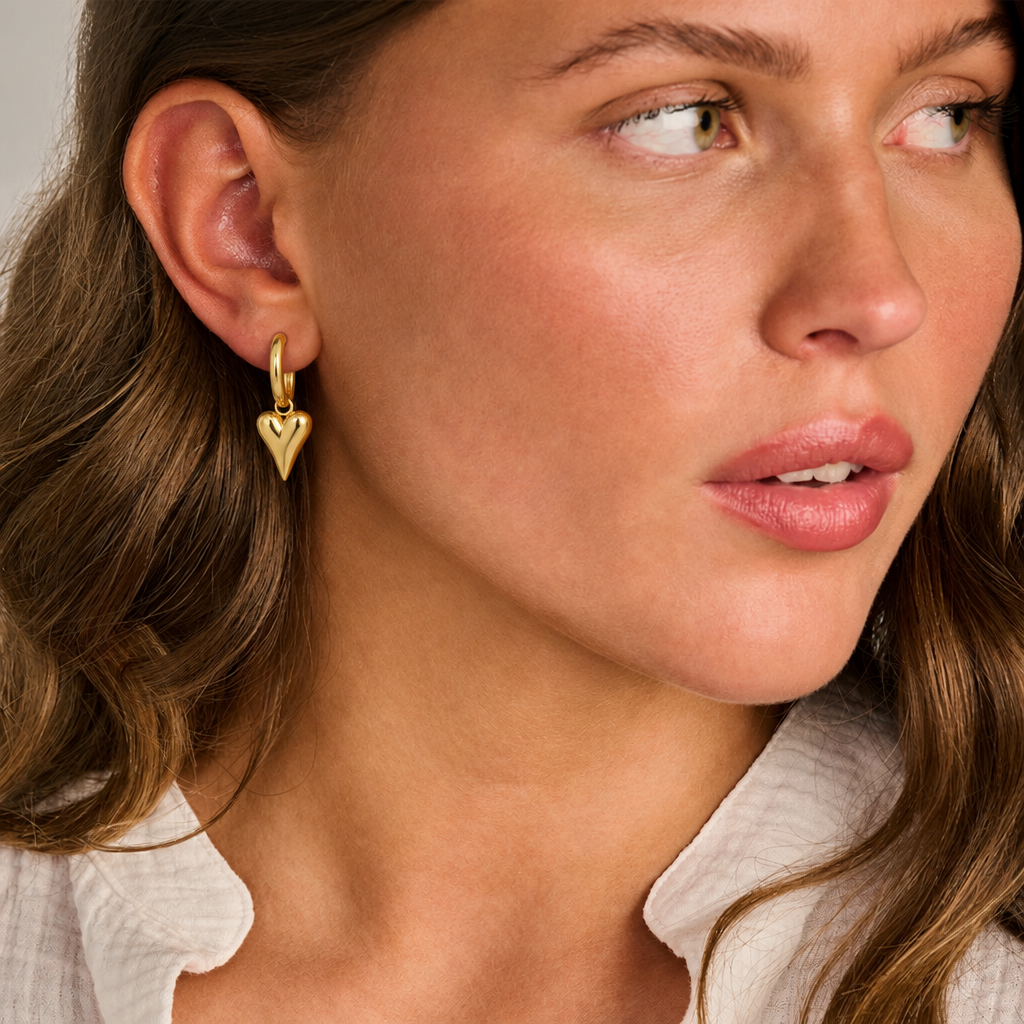 Merytaten mini hoop earrings with heart charm – byjoler