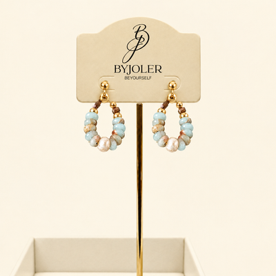 Blue Lagoon natural stone and pearl drop earrings – byjoler