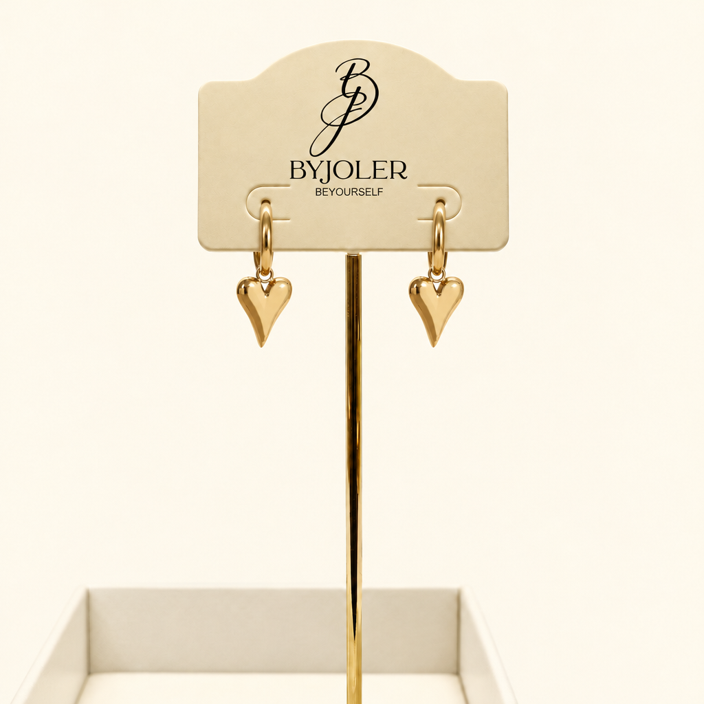 Merytaten mini hoop earrings with heart charm – byjoler